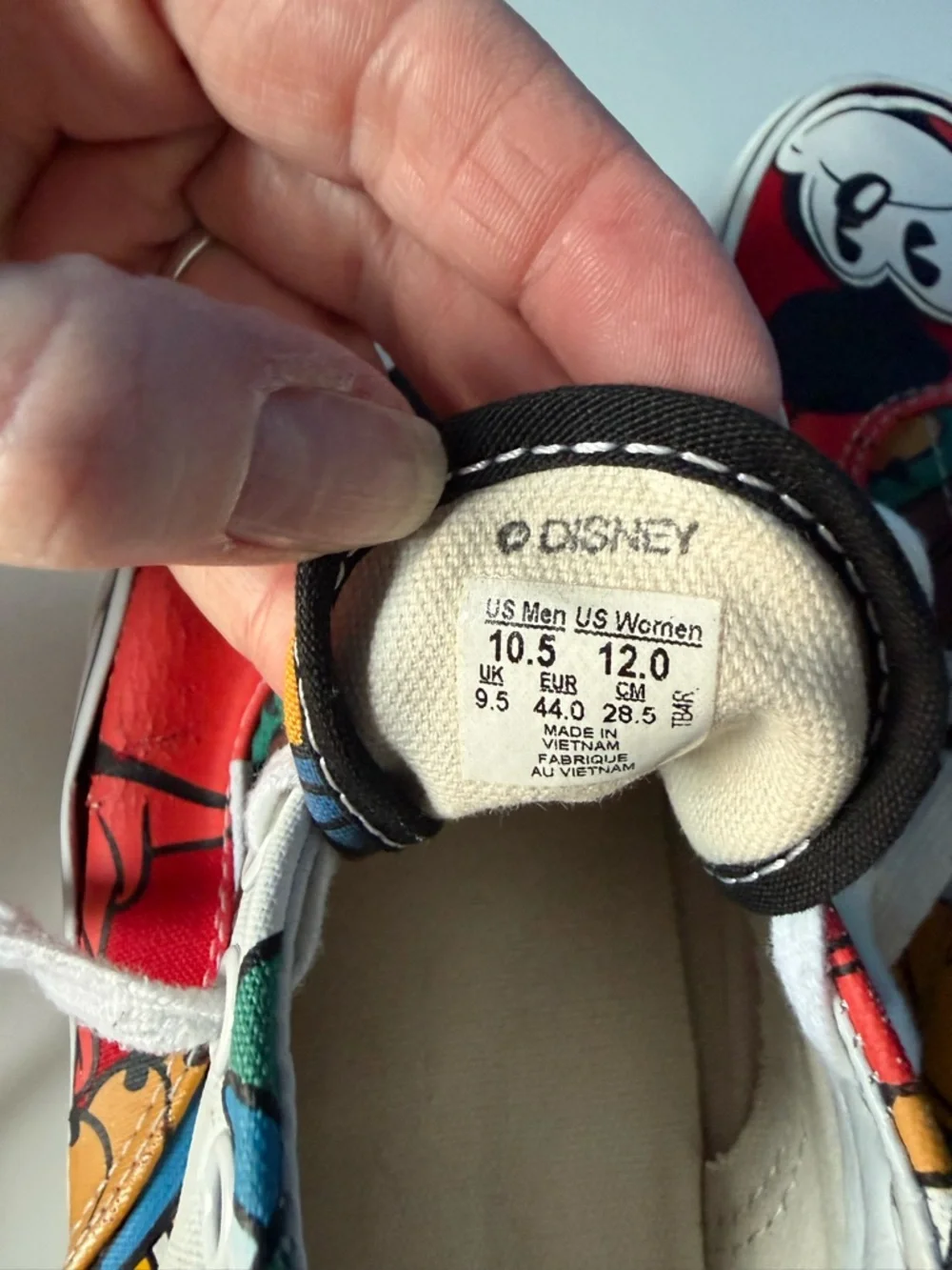Vans Disney Mickey Mouse Red Black Multi-Color Canvas Sneakers